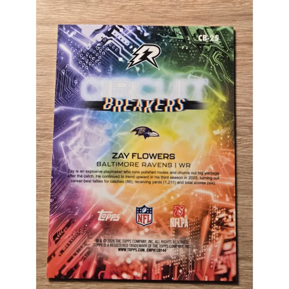 2025 Topps Resurgence Zay Flowers Circuit Breakers Yellow Surge /225 CB-25